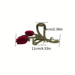 Large Velvet Tulip Hair Clip for Girls