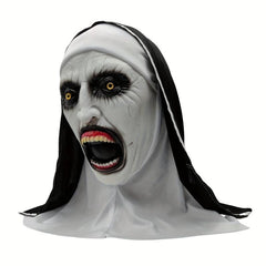 Horror Nun Mask Scary Halloween Headset Costume