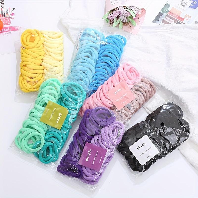 50pcs Hair Tie Seamless Ponytail Holder Elastic Gradient Hair Elastic