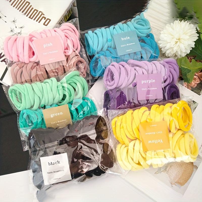 50pcs Hair Tie Seamless Ponytail Holder Elastic Gradient Hair Elastic