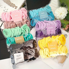 50pcs Hair Tie Seamless Ponytail Holder Elastic Gradient Hair Elastic