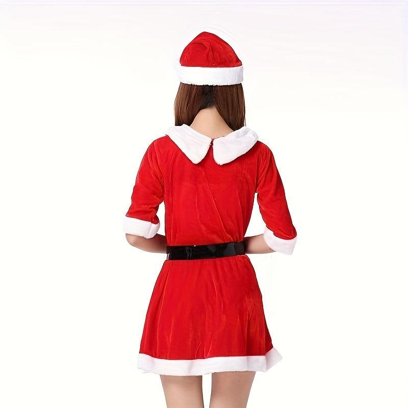 Santa Claus Hat & Dress Christmas Costume Set Halloween Cosplay Props