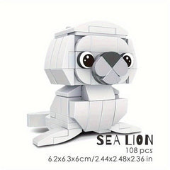 100pcs Animal Building Blocks Set - Koala Sea Lion Flamingo Models