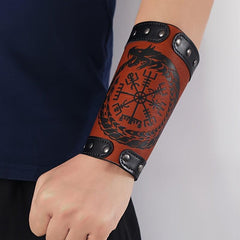 2pcs Punk Style Wristbands Medieval PU Leather Clothing Protectors
