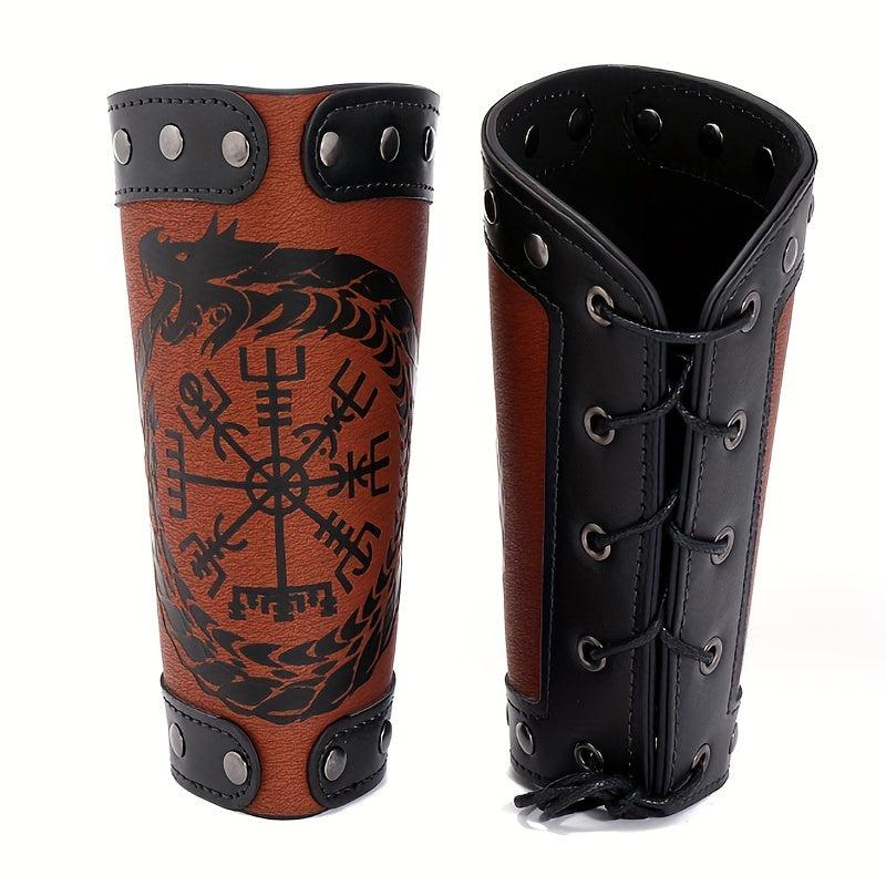 2pcs Punk Style Wristbands Medieval PU Leather Clothing Protectors