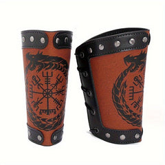 2pcs Punk Style Wristbands Medieval PU Leather Clothing Protectors