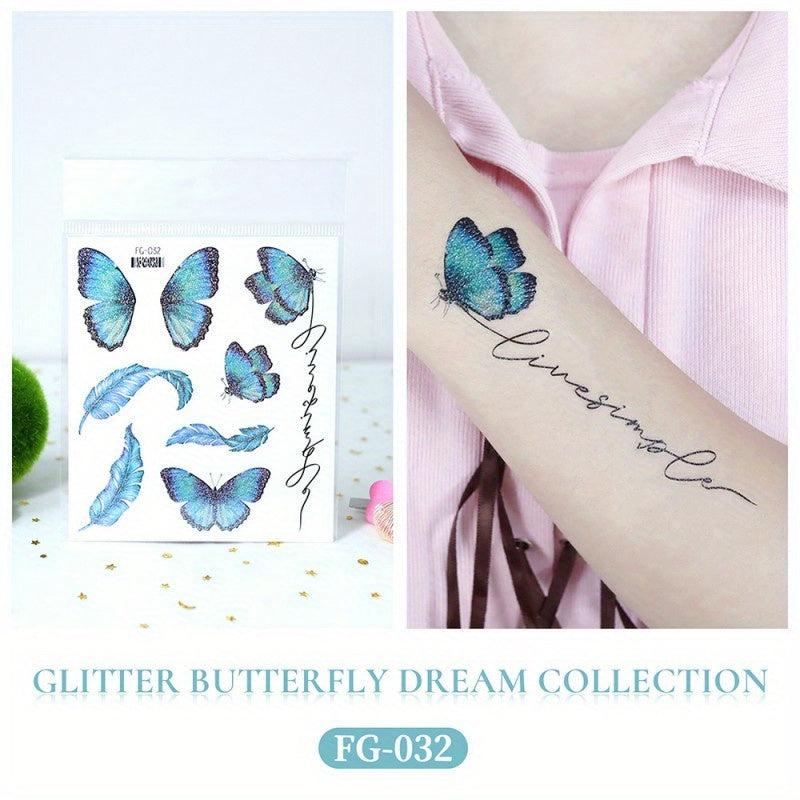 Glitter Butterfly Tattoo Stickers Arm Face Party Prom Decorations