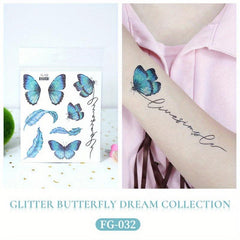 Glitter Butterfly Tattoo Stickers Arm Face Party Prom Decorations