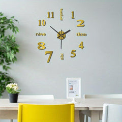 3D DIY Rimless Large Wall Clock Sticker for Living Room Decor - 101cm