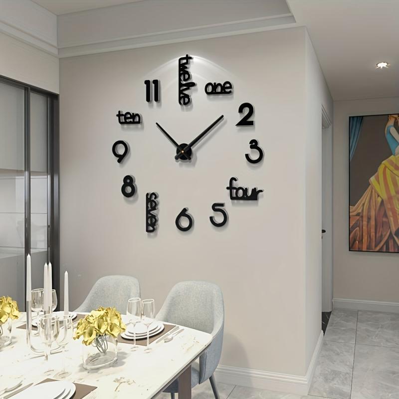 3D DIY Rimless Large Wall Clock Sticker for Living Room Decor - 101cm