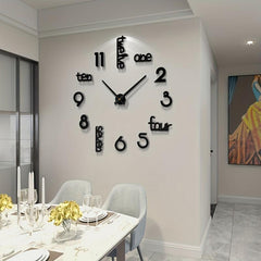 3D DIY Rimless Large Wall Clock Sticker for Living Room Decor - 101cm