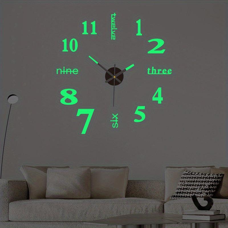 3D DIY Rimless Large Wall Clock Sticker for Living Room Decor - 101cm