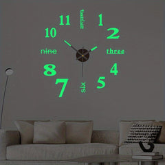 3D DIY Rimless Large Wall Clock Sticker for Living Room Decor - 101cm