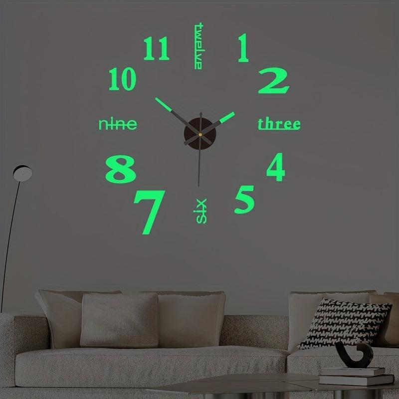 3D DIY Rimless Large Wall Clock Sticker for Living Room Decor - 101cm