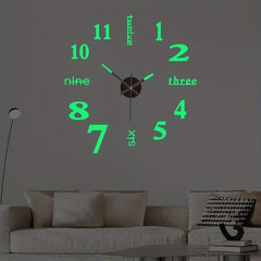 3D DIY Rimless Large Wall Clock Sticker for Living Room Decor - 101cm