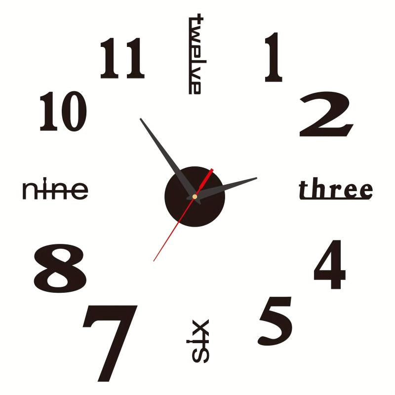 3D DIY Rimless Large Wall Clock Sticker for Living Room Decor - 101cm