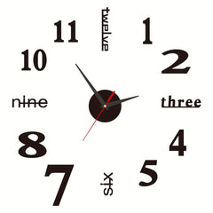 3D DIY Rimless Large Wall Clock Sticker for Living Room Decor - 101cm