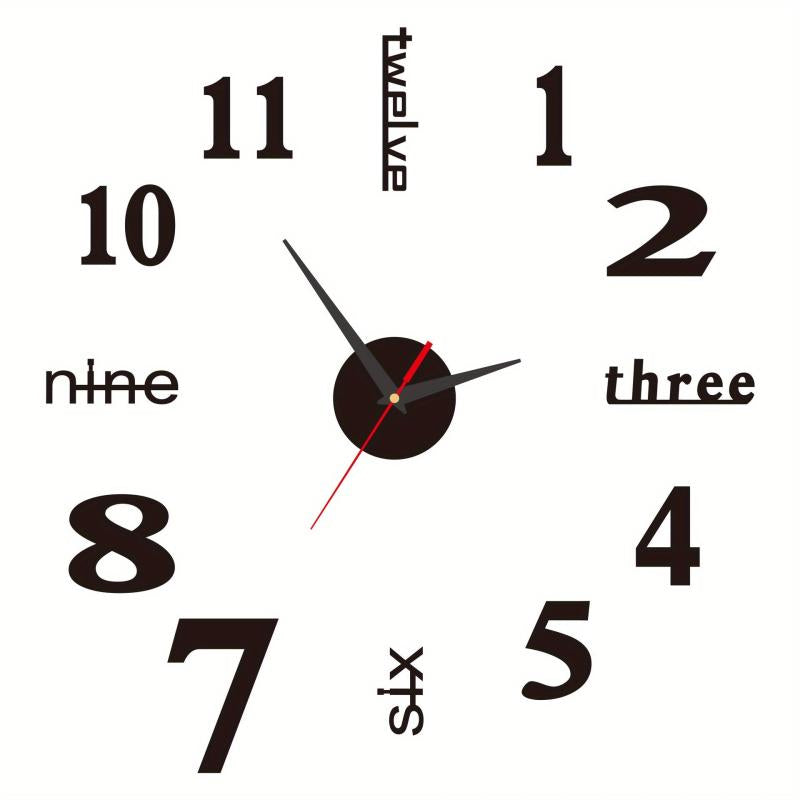 3D DIY Rimless Large Wall Clock Sticker for Living Room Decor - 101cm