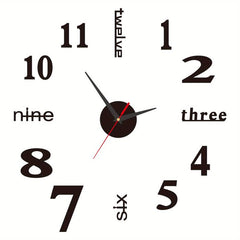 3D DIY Rimless Large Wall Clock Sticker for Living Room Decor - 101cm