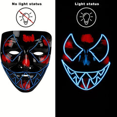 LED Light Up Men's Halloween Mask - Unique Neon Glow Masks