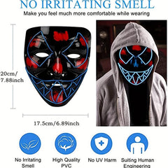 LED Light Up Men's Halloween Mask - Unique Neon Glow Masks