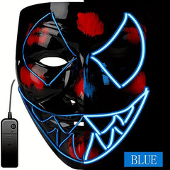 LED Light Up Men's Halloween Mask - Unique Neon Glow Masks