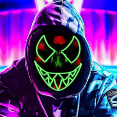 LED Light Up Men's Halloween Mask - Unique Neon Glow Masks