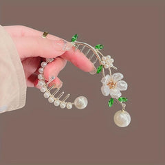 Retro Pearl Flower Hair Clip Ponytail Metal Hair Clip Hair Accessories