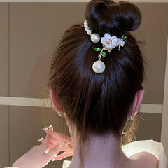 Retro Pearl Flower Hair Clip Ponytail Metal Hair Clip Hair Accessories