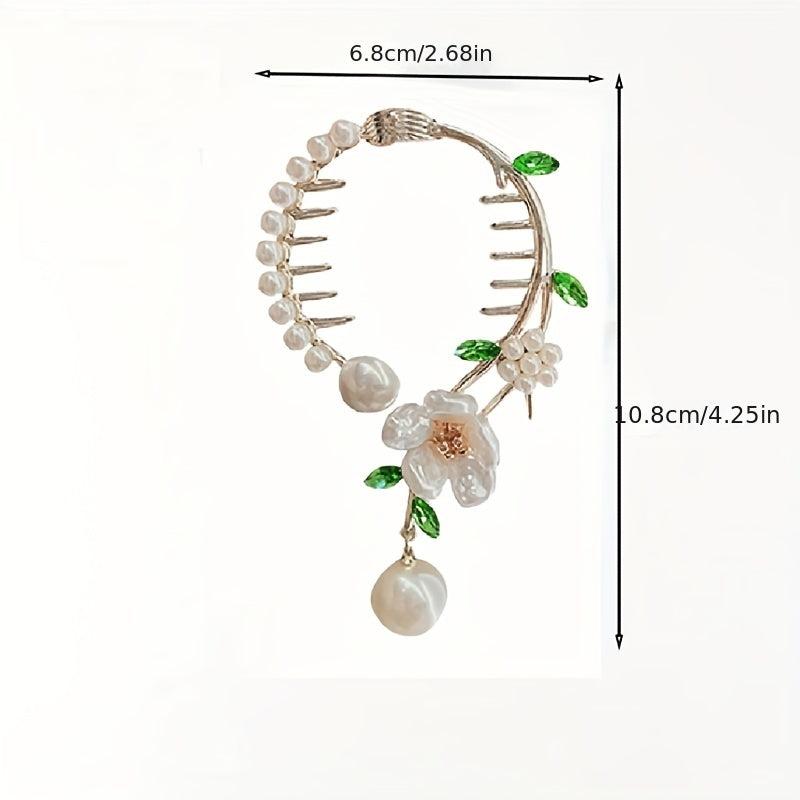 Retro Pearl Flower Hair Clip Ponytail Metal Hair Clip Hair Accessories