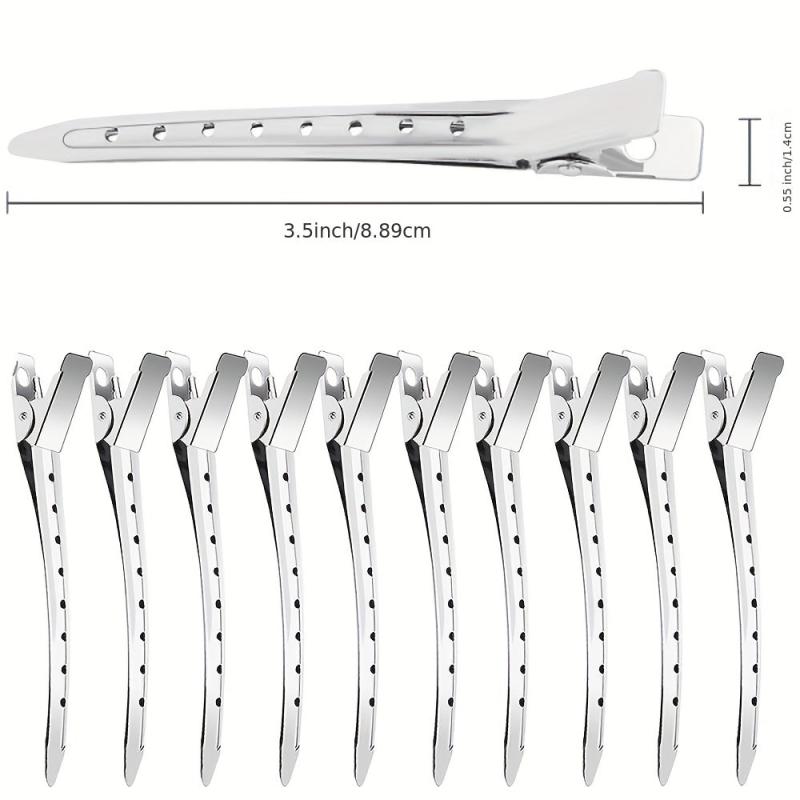 10pcs Metal Hair Clips Styling Split Clips Silver Long Hair DIY Tools