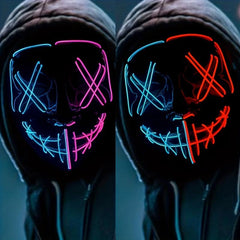 2 Packs Halloween LED Mask LED Light Up Scary Mask For Man Cosplay