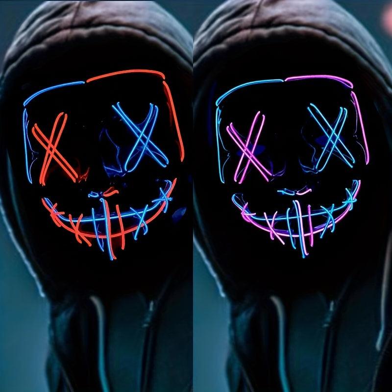 2 Packs Halloween LED Mask LED Light Up Scary Mask For Man Cosplay
