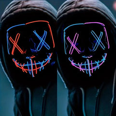 2 Packs Halloween LED Mask LED Light Up Scary Mask For Man Cosplay