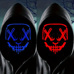 2 Packs Halloween LED Mask LED Light Up Scary Mask For Man Cosplay