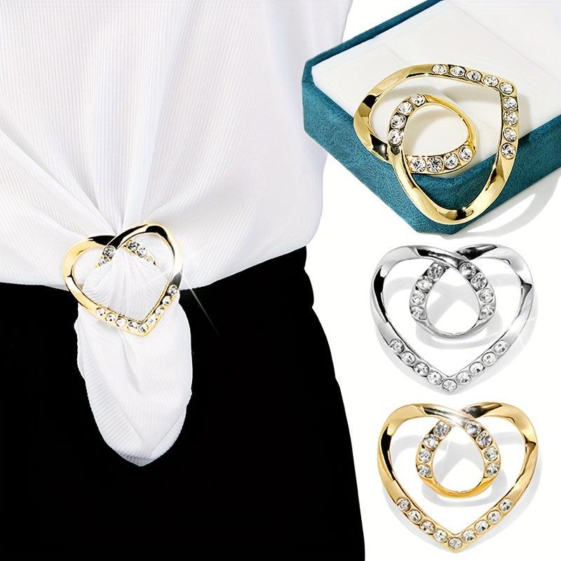Heart Shape Scarf Clip Metal Brooch Shirt T-shirt Shawl Holder