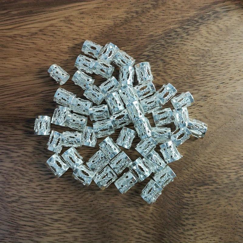 50pcs Hair Braid Rings Gold & Silver Metal Hair Cuffs