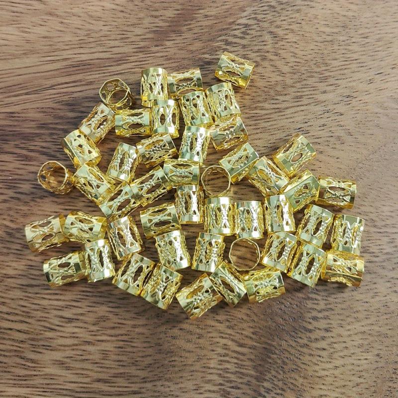 50pcs Hair Braid Rings Gold & Silver Metal Hair Cuffs