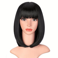 Short Rose Mesh Wig Wave With Bang Synthetic Fiber Woven Wig