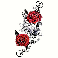 Rose Patterned Tattoo Stickers Waterproof Long Lasting