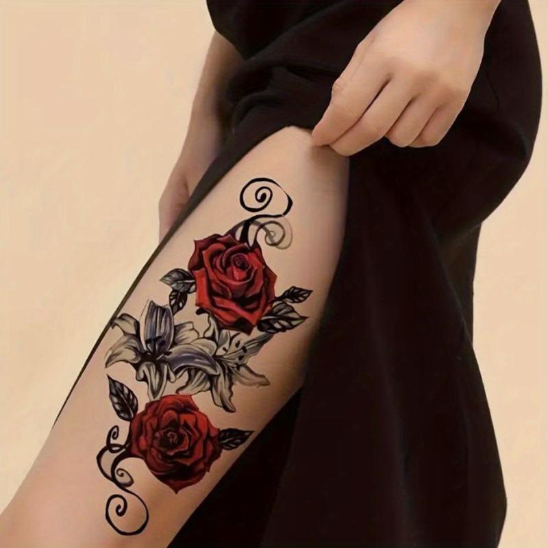 Rose Patterned Tattoo Stickers Waterproof Long Lasting