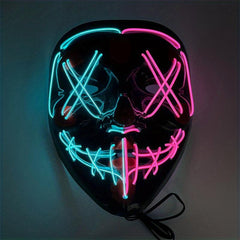 LED Luminous Men's Halloween Horror Mask Role Play Costume Makeup Party