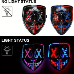LED Luminous Men's Halloween Horror Mask Role Play Costume Makeup Party