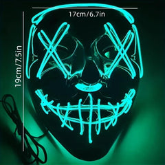 LED Luminous Men's Halloween Horror Mask Role Play Costume Makeup Party