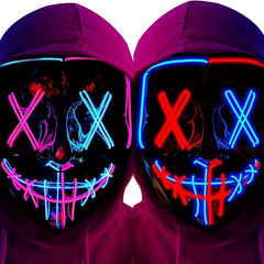 LED Luminous Men's Halloween Horror Mask Role Play Costume Makeup Party