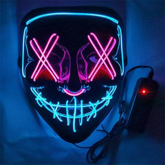 LED Luminous Men's Halloween Horror Mask Role Play Costume Makeup Party