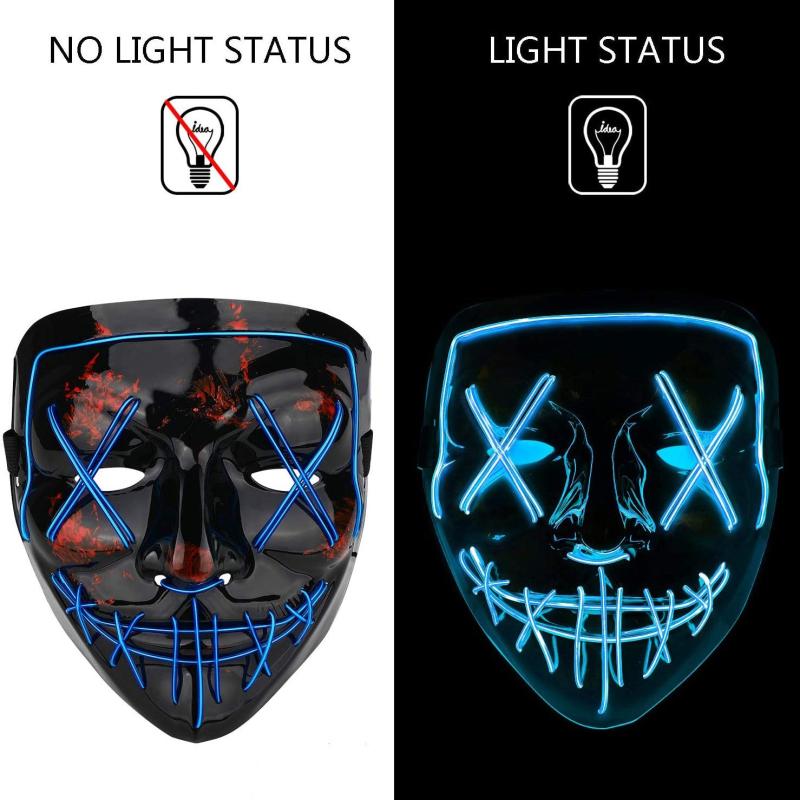 Scary Halloween Cosplay Mask w/ Purple Light-Up