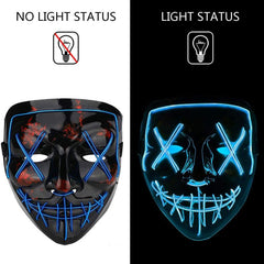 Scary Halloween Cosplay Mask w/ Purple Light-Up