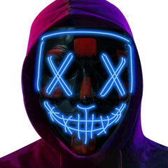 Scary Halloween Cosplay Mask w/ Purple Light-Up