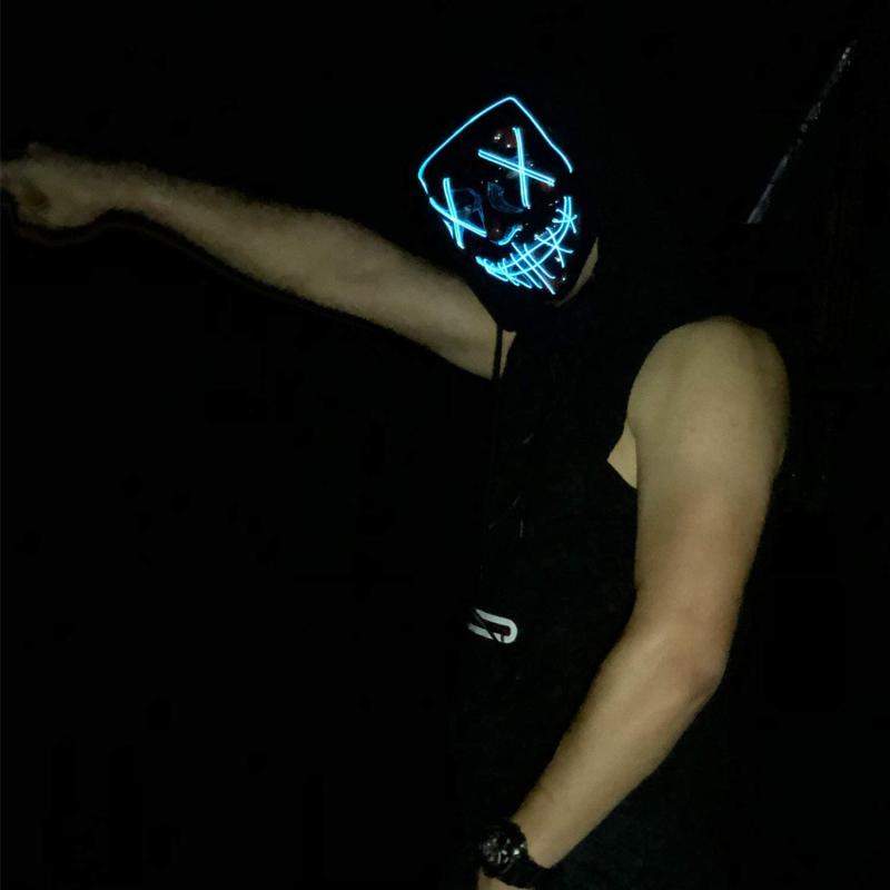 Scary Halloween Cosplay Mask w/ Purple Light-Up